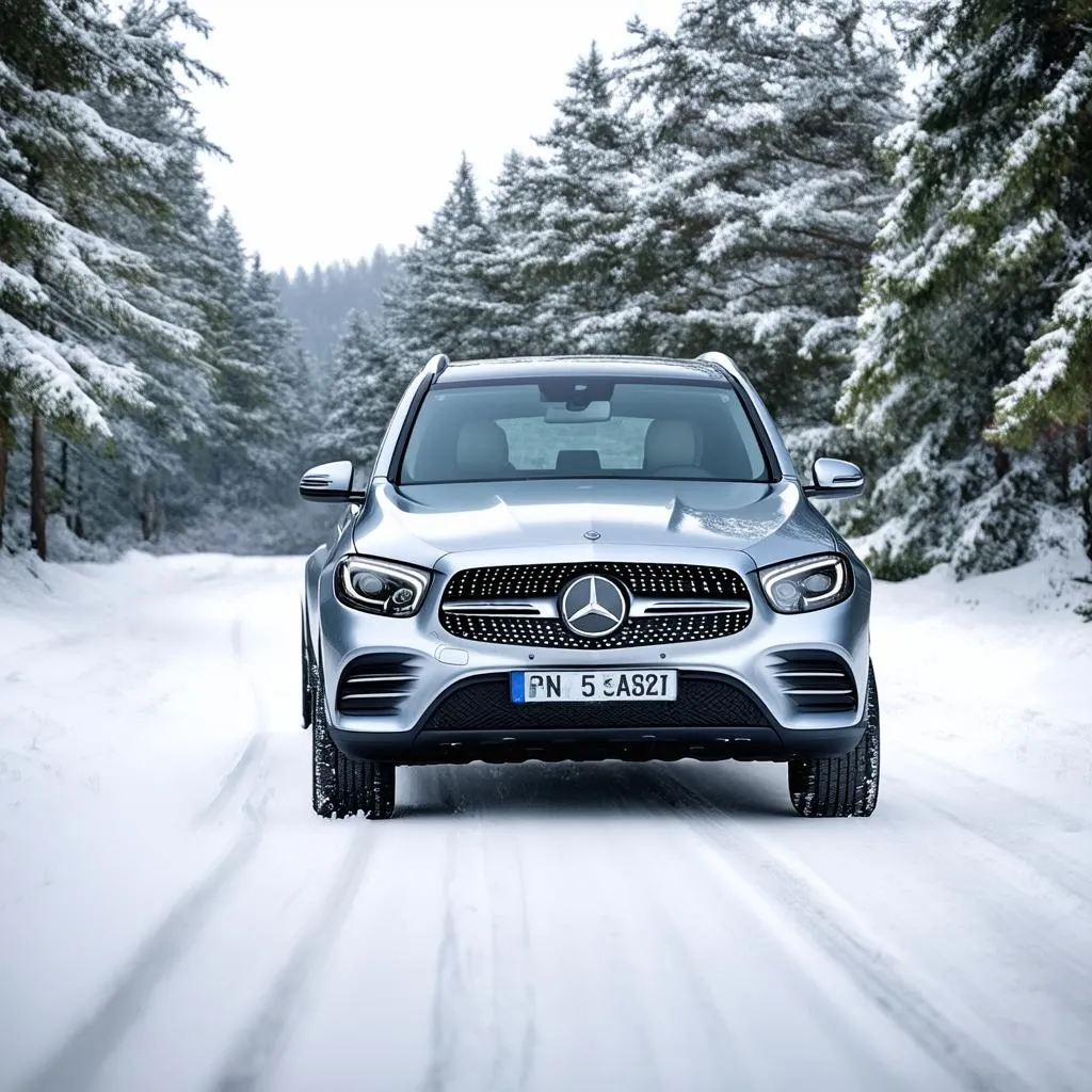 Mercedes-Benz GLC driving in snow