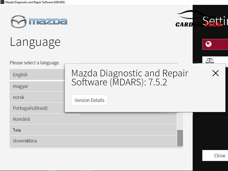 Mazda MDARS Software Version 7.5.2