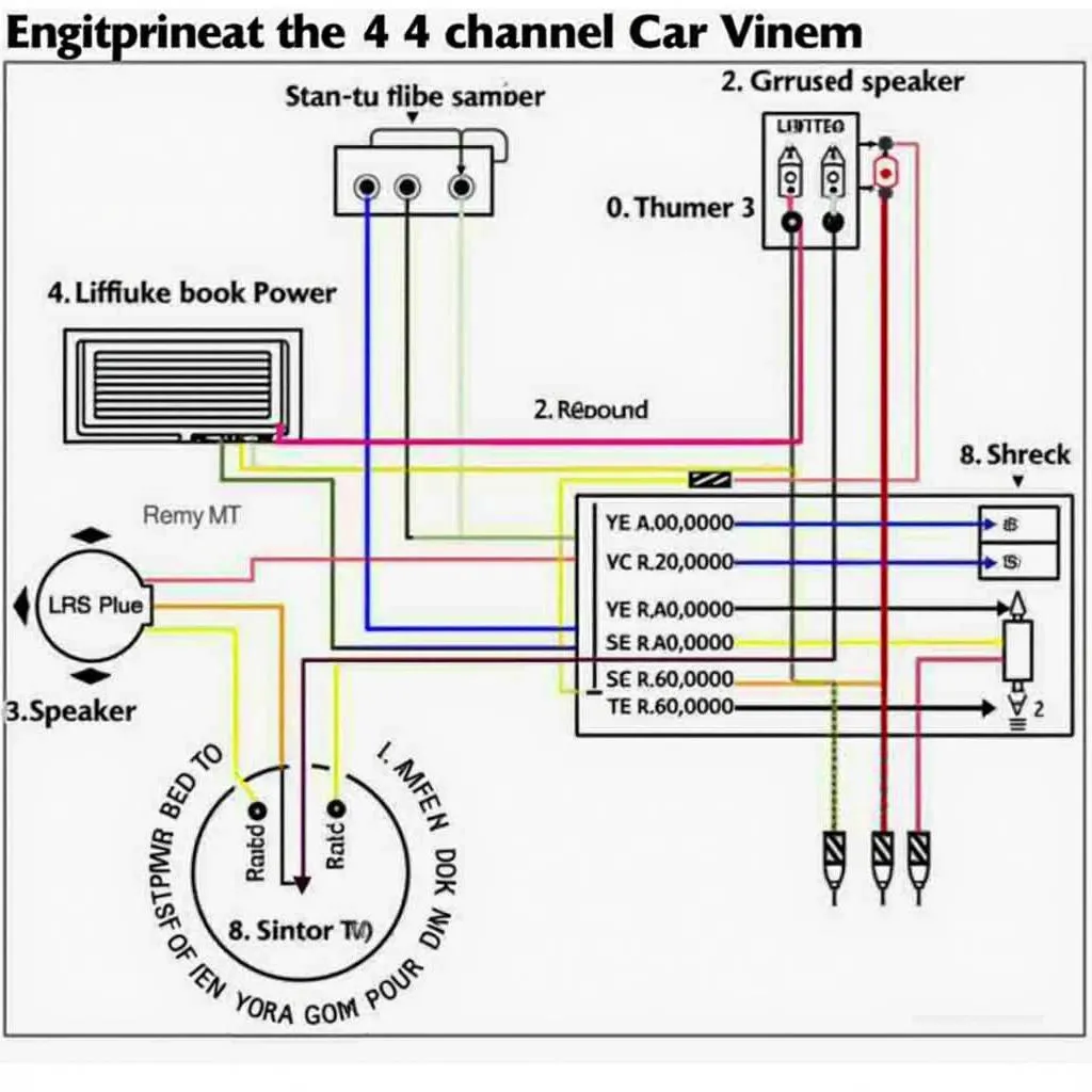 Image of a 4 channel car amplifier wiring diagram