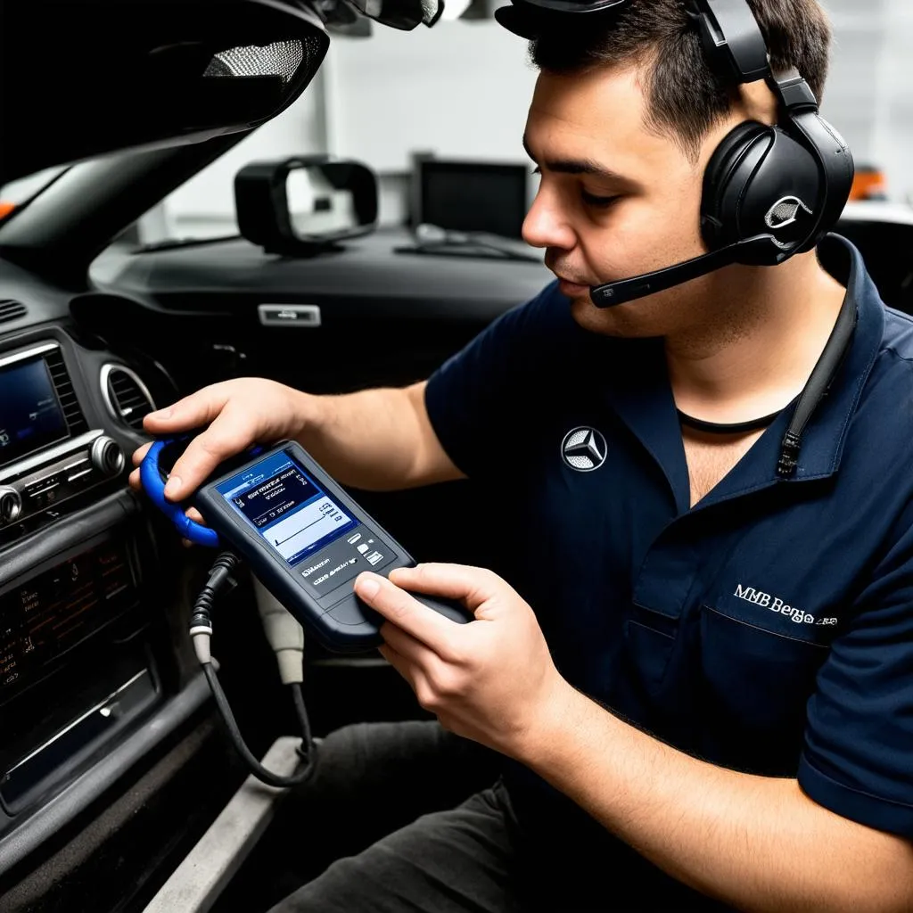 Mercedes-Benz Technician Using BGA Tool