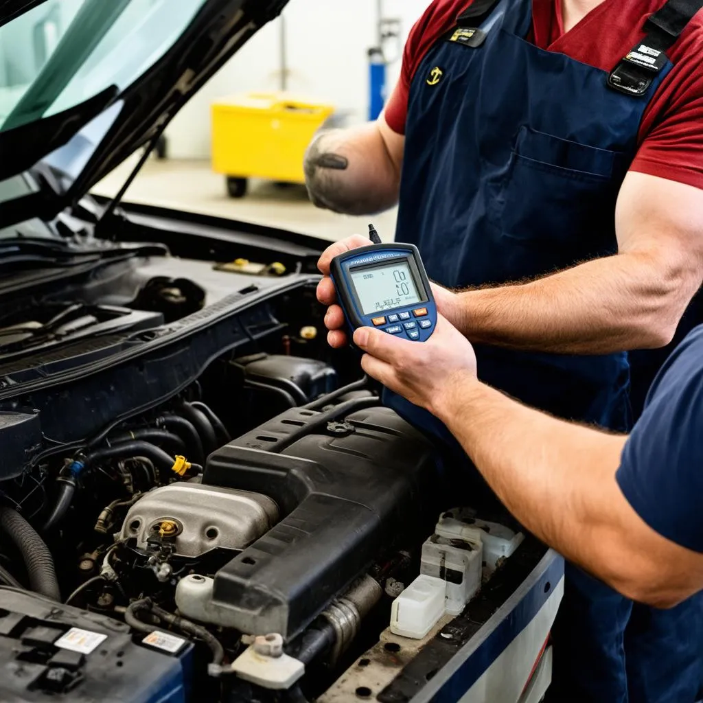 Mechanic Using Diagnostic Tool