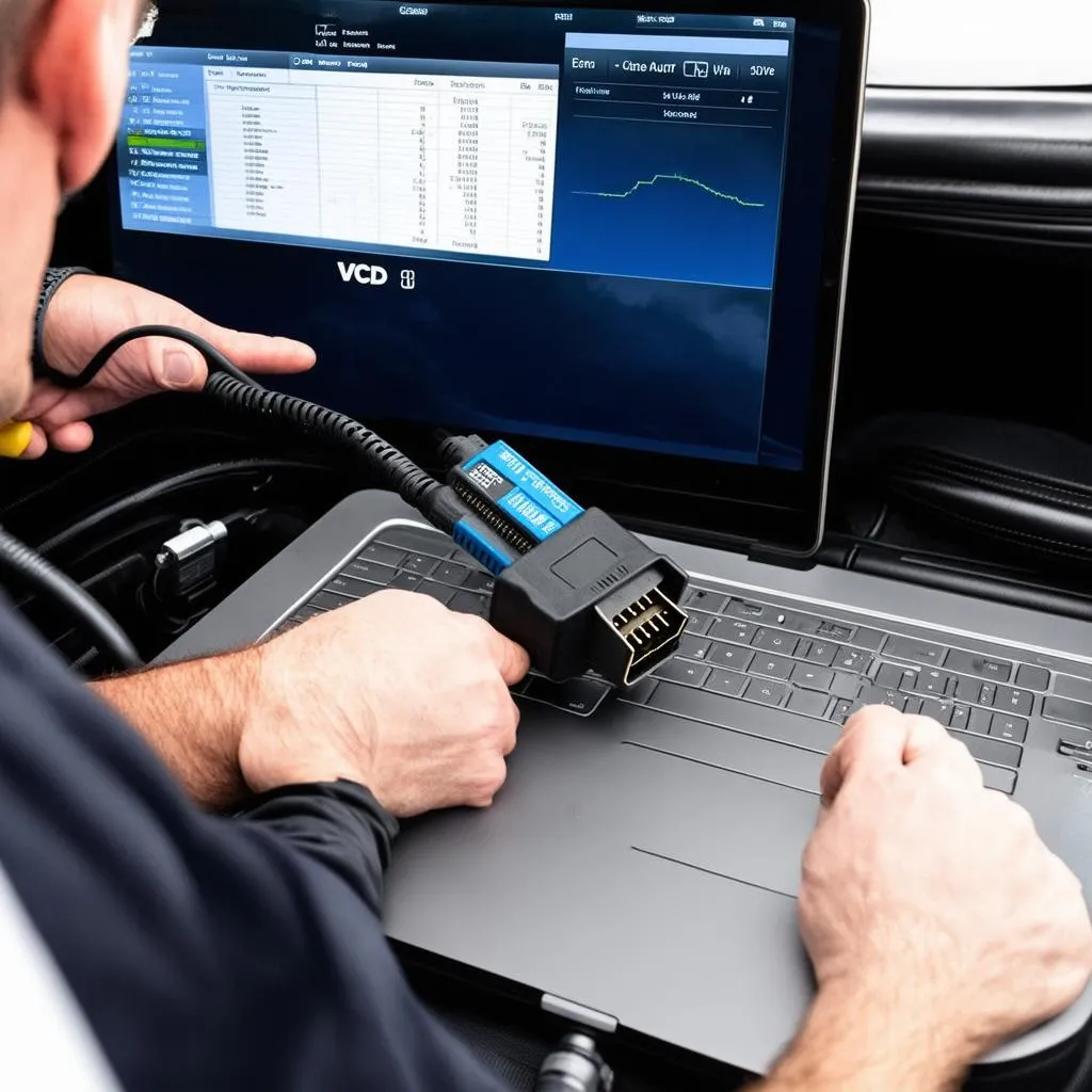 Mechanic Using VCDS on Audi