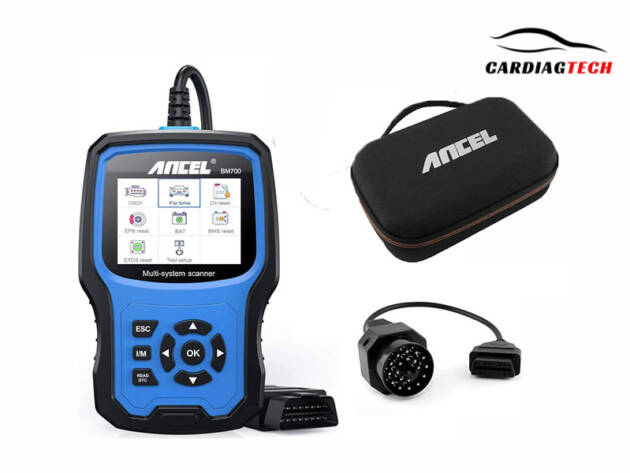 ANCEL BM700 Full Diagnostic Scan Tool for BMW: Comprehensive Car Care with OBD2 Scanner, Protective Case, and 20-Pin Adapter