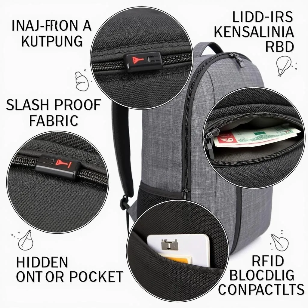 Anti-theft backpack features