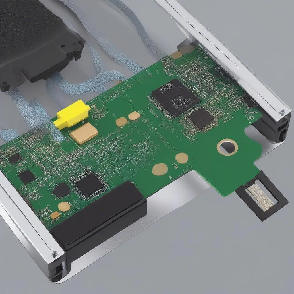 Close up of an anti theft strip circuit board