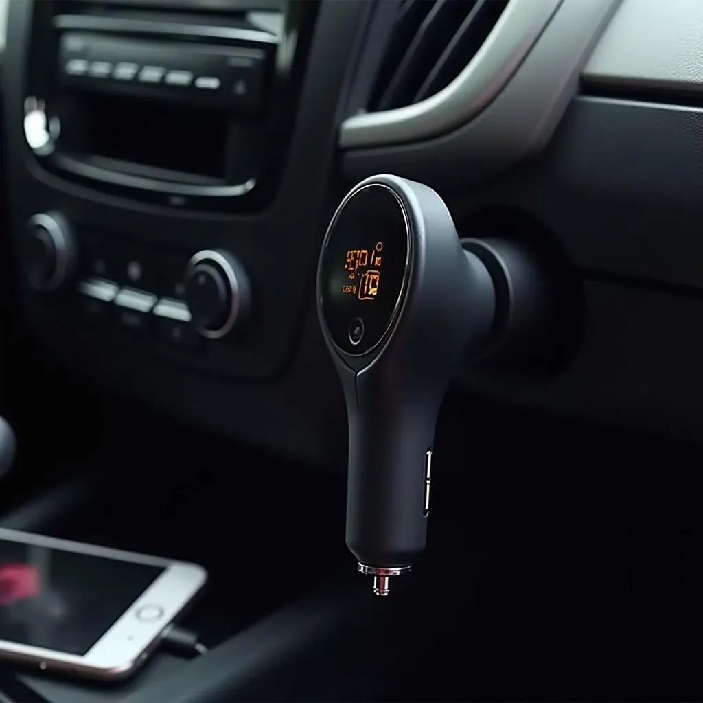 Bluetooth FM Transmitter Connected to Car