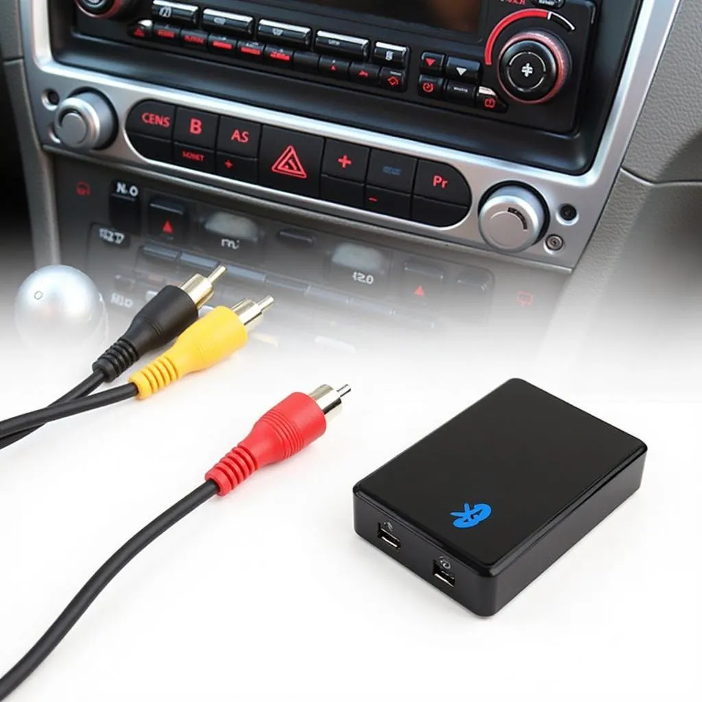 Bluetooth transmitter connected to a car radio's RCA output