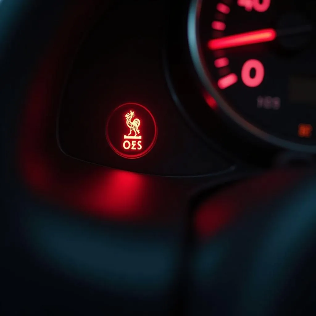 Cadillac dashboard with flashing security light