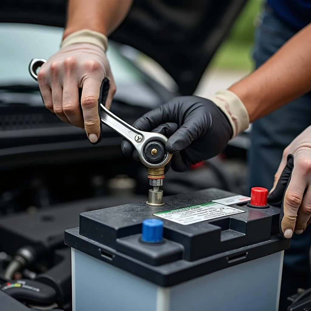 Disconnecting car battery negative terminal