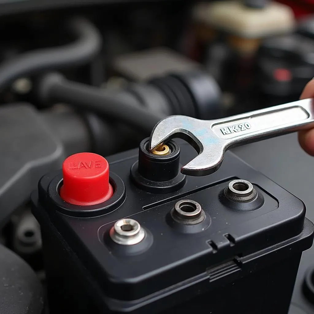 Disconnecting car battery negative terminal 