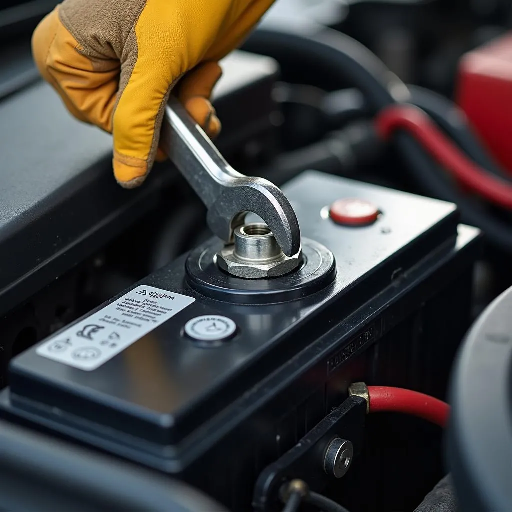 Disconnecting car battery negative terminal