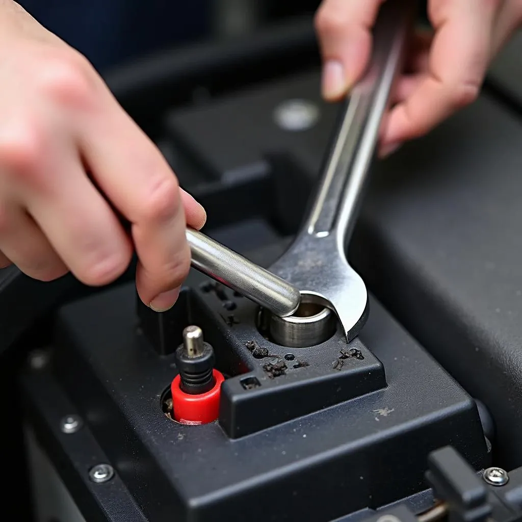 Disconnecting car battery negative terminal