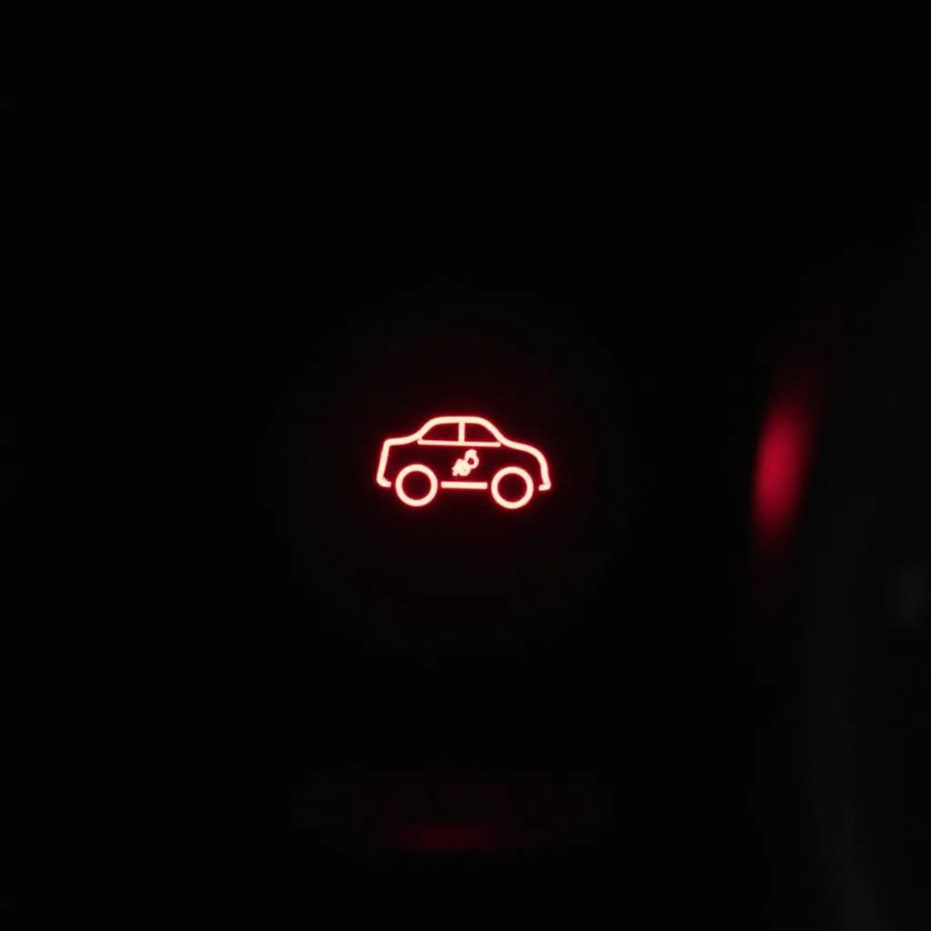 Car Dashboard with Blinking Red Security Light