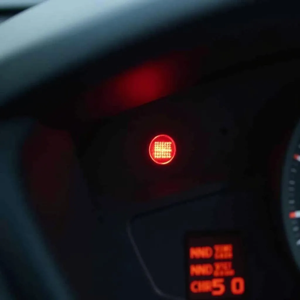 Car dashboard with flashing security light