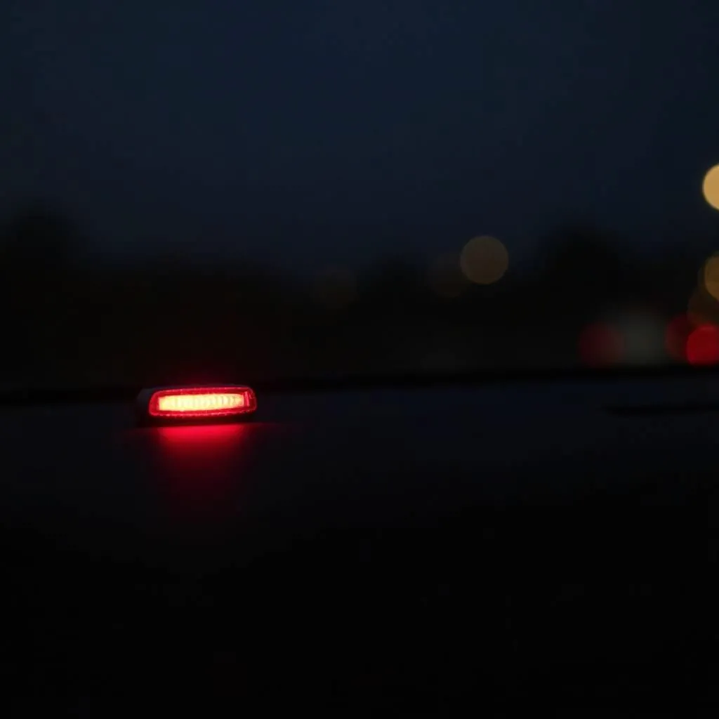 Car dashboard with flashing security light