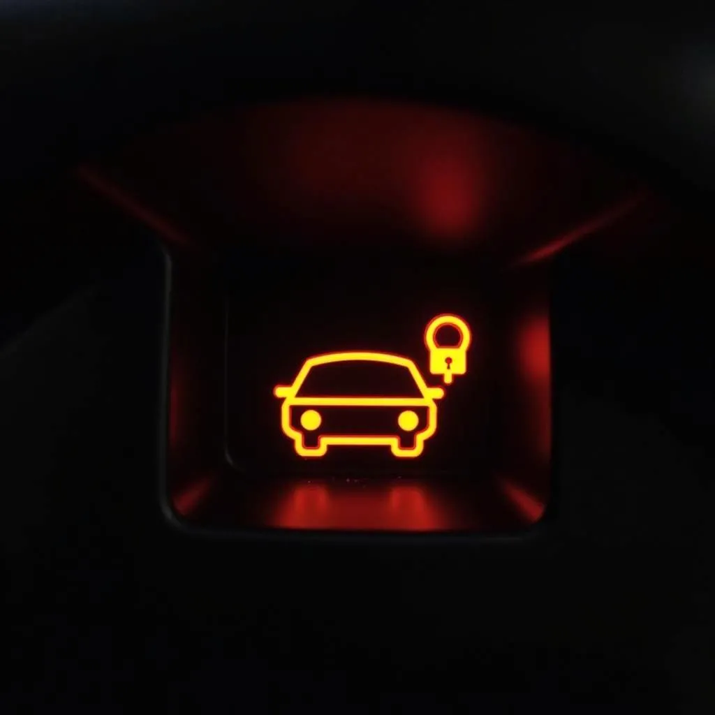 Car dashboard with immobilizer warning light