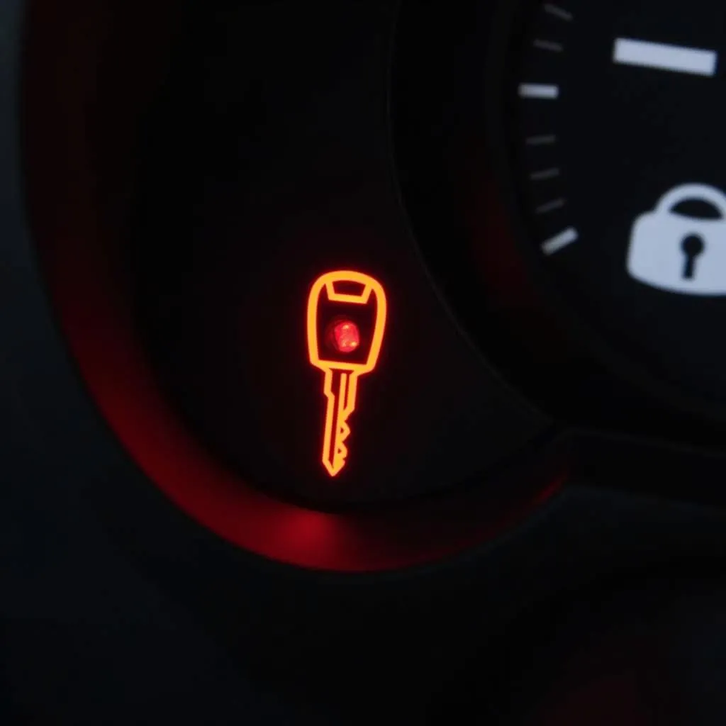 Car Dashboard with Immobilizer Warning Light