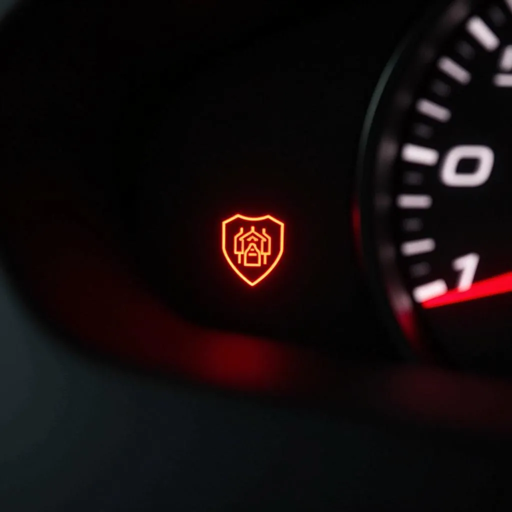 Car Dashboard with Flashing Security Light