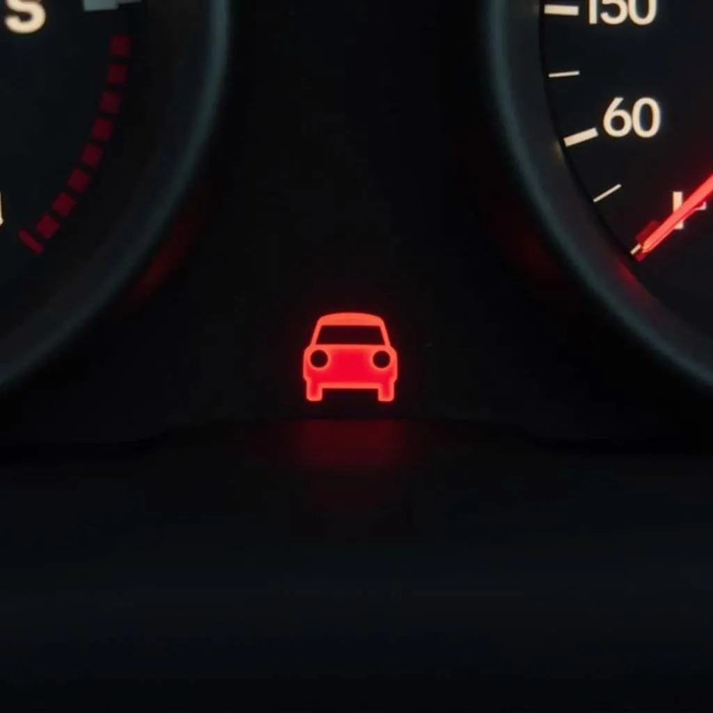 Car dashboard with security light illuminated