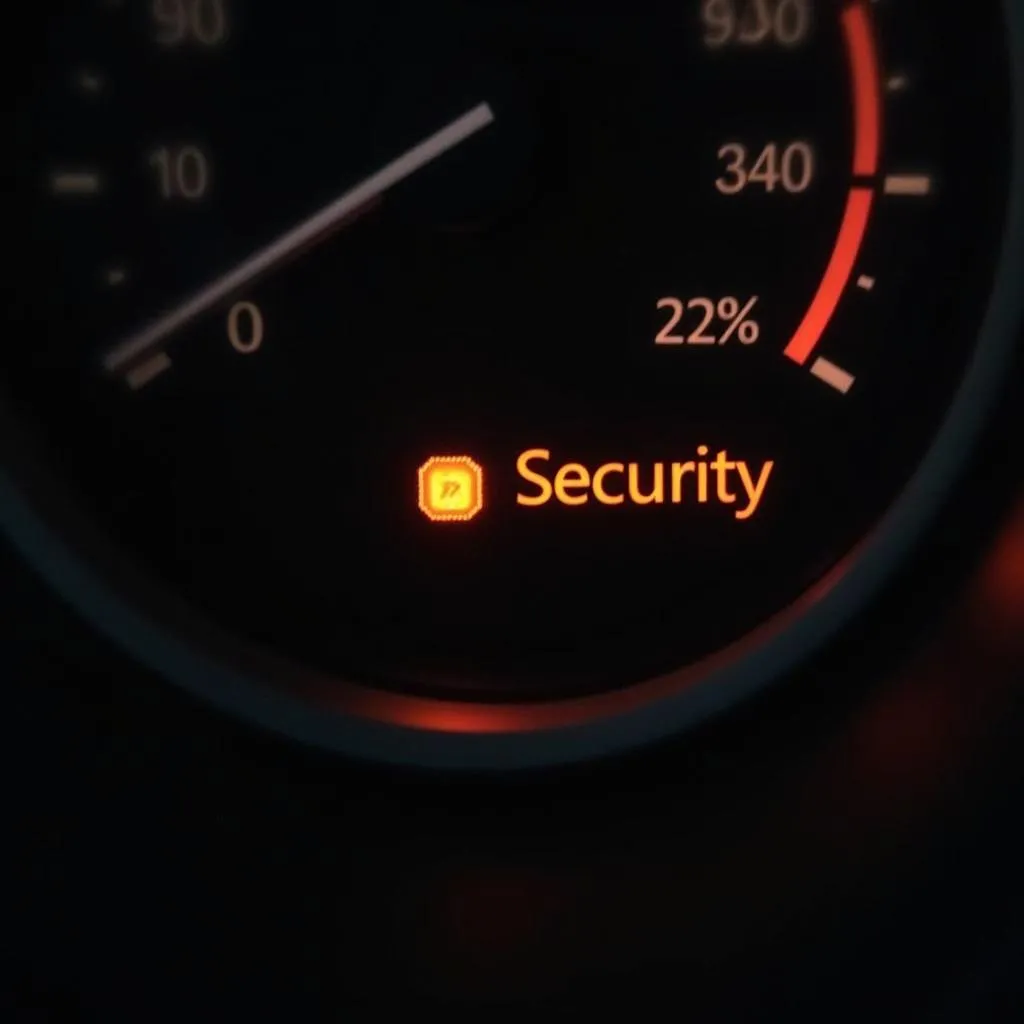 Car dashboard with illuminated security light