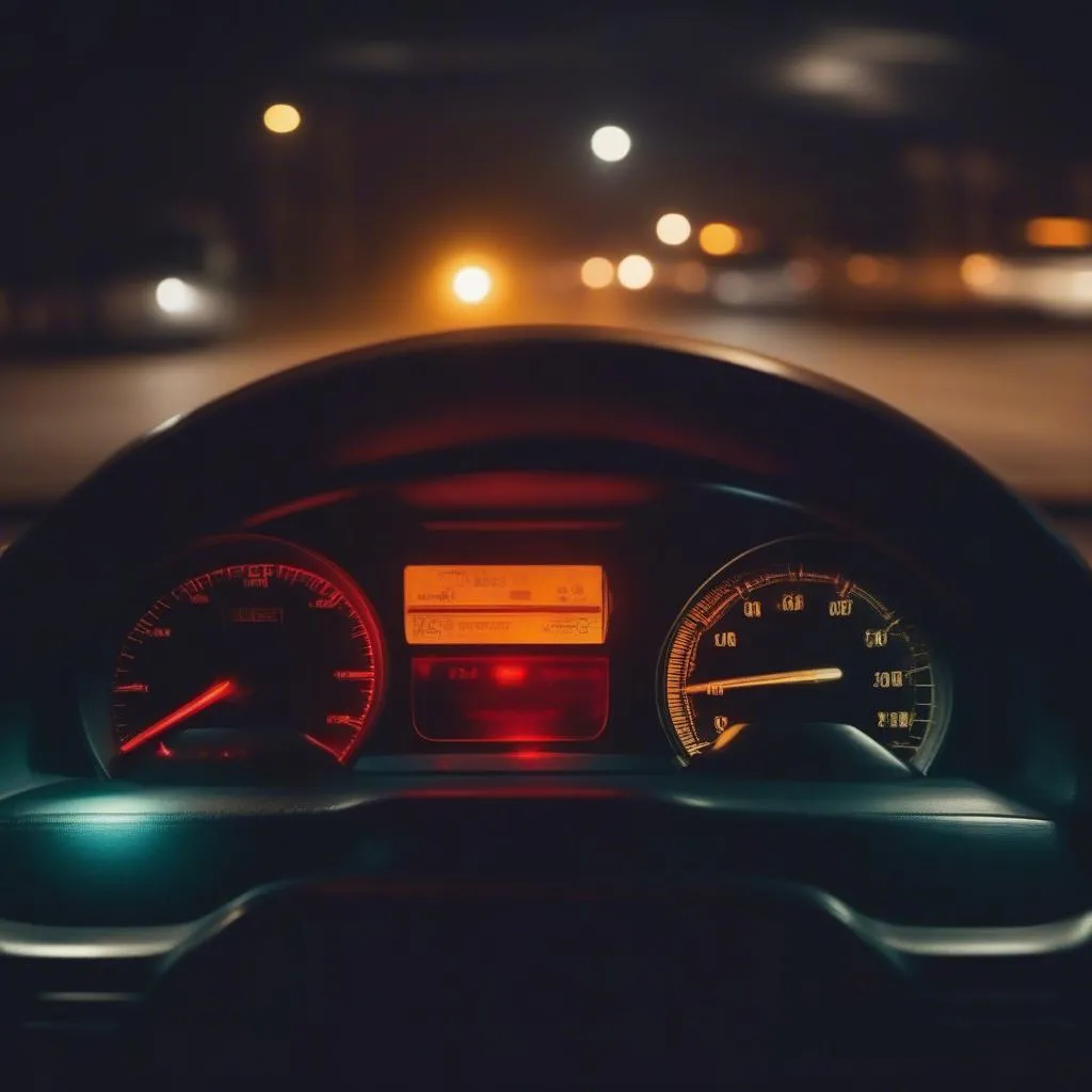 Car dashboard displaying an immobilizer warning light