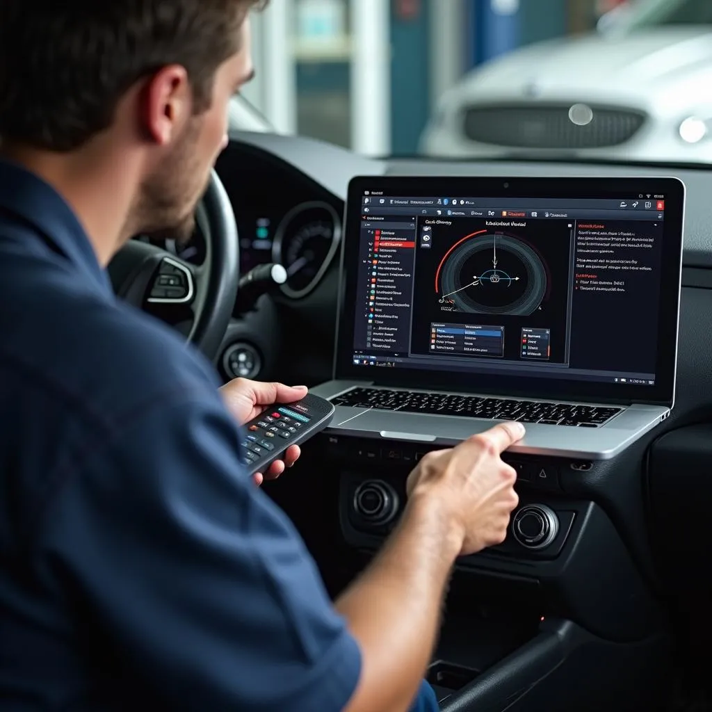 Using professional car diagnostic software to troubleshoot car Bluetooth issues.