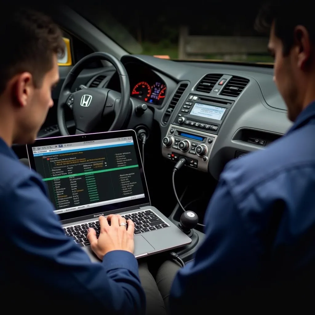 Car Diagnostic Software in Use on a Honda Civic