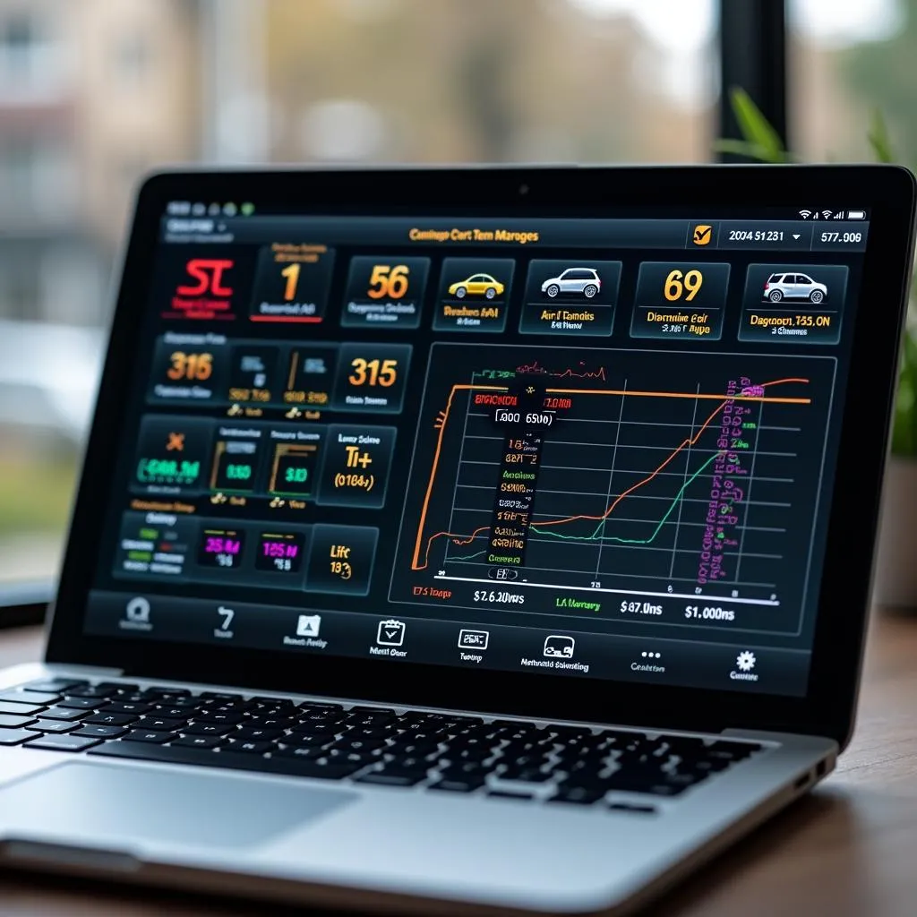 Car diagnostic software interface on a laptop