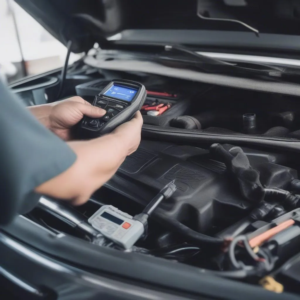 Mechanic Using Car Diagnostic Tool