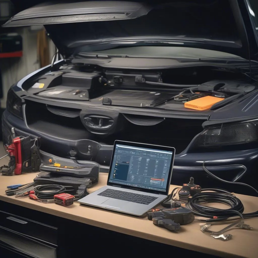 Car Diagnostic Tools and Laptop