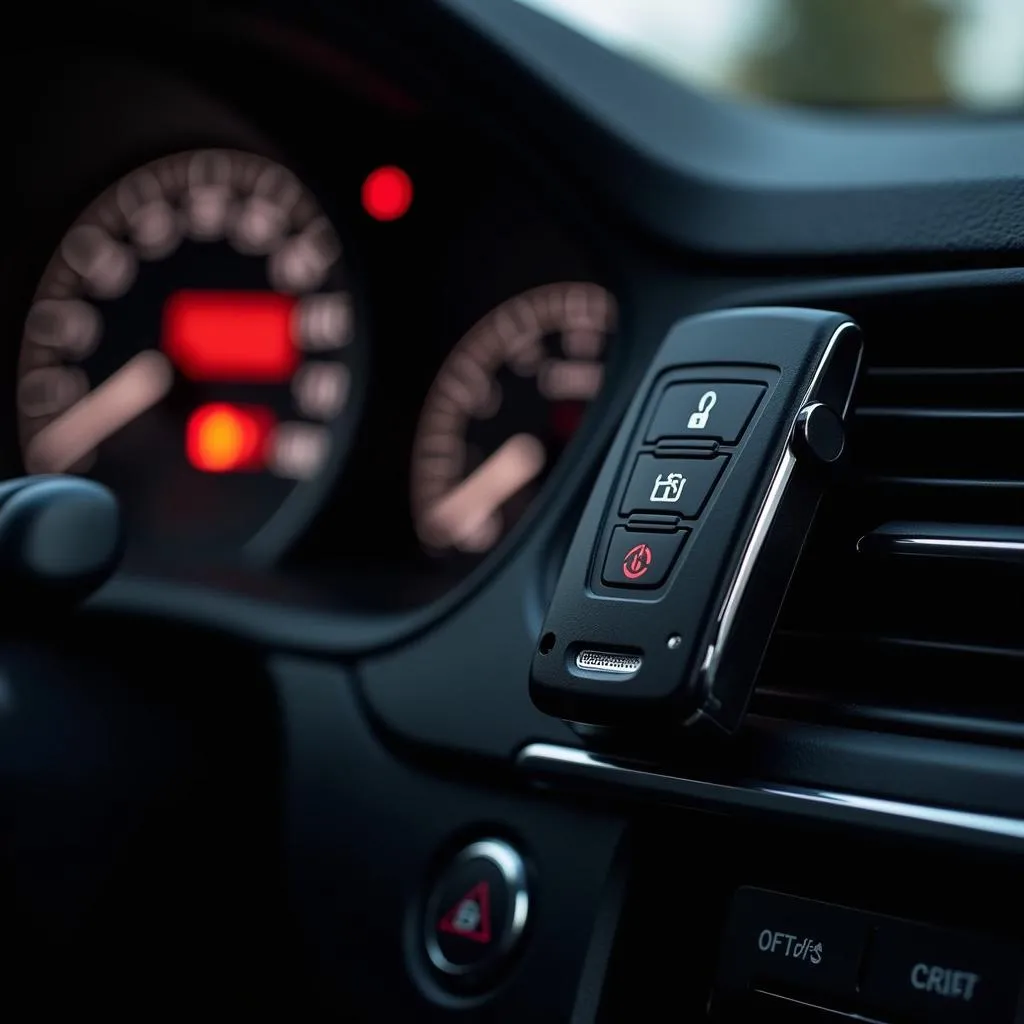 Car Key and Dashboard with Warning Light