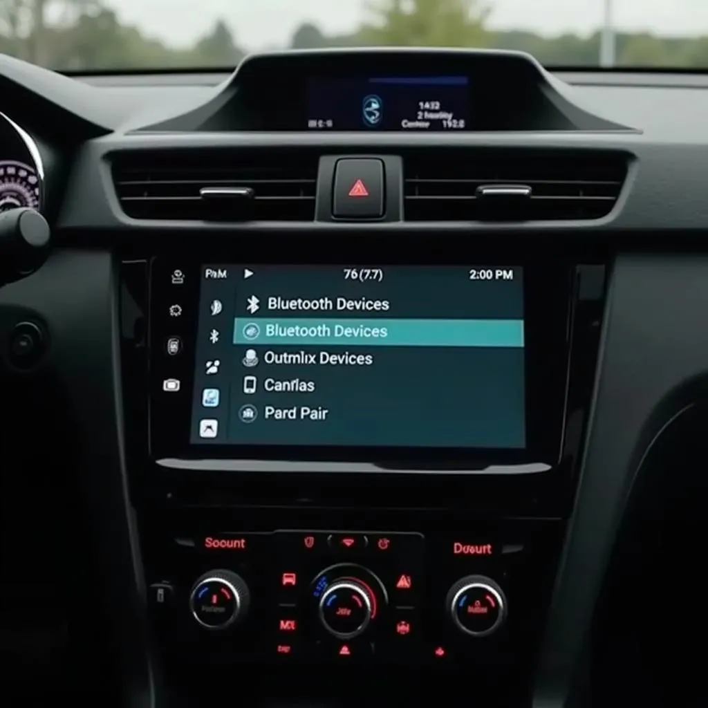 Car radio displaying available Bluetooth devices