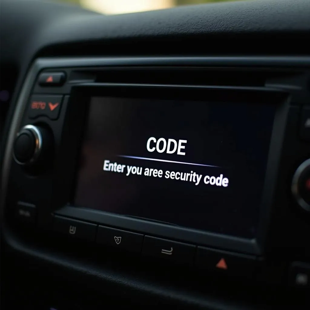 Car radio with code entry prompt