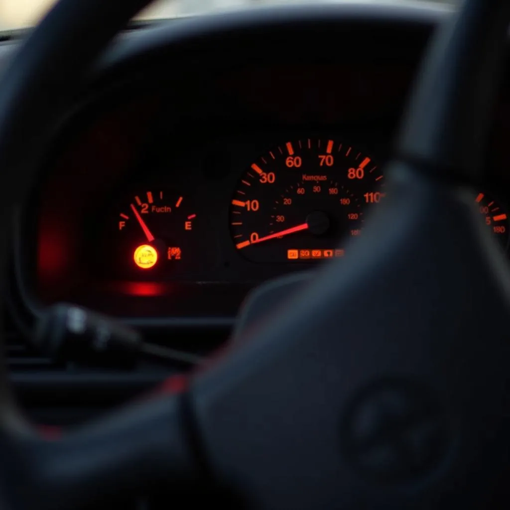 Car dashboard with illuminated security light