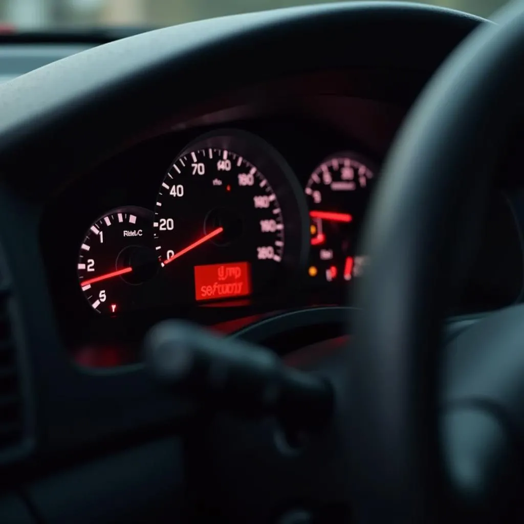 Image of a car dashboard with the security light illuminated