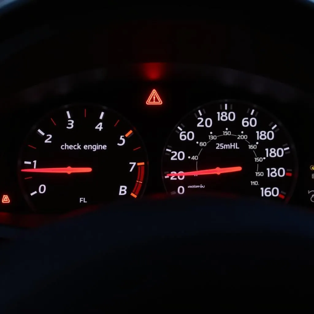 Dodge Neon dashboard with warning lights