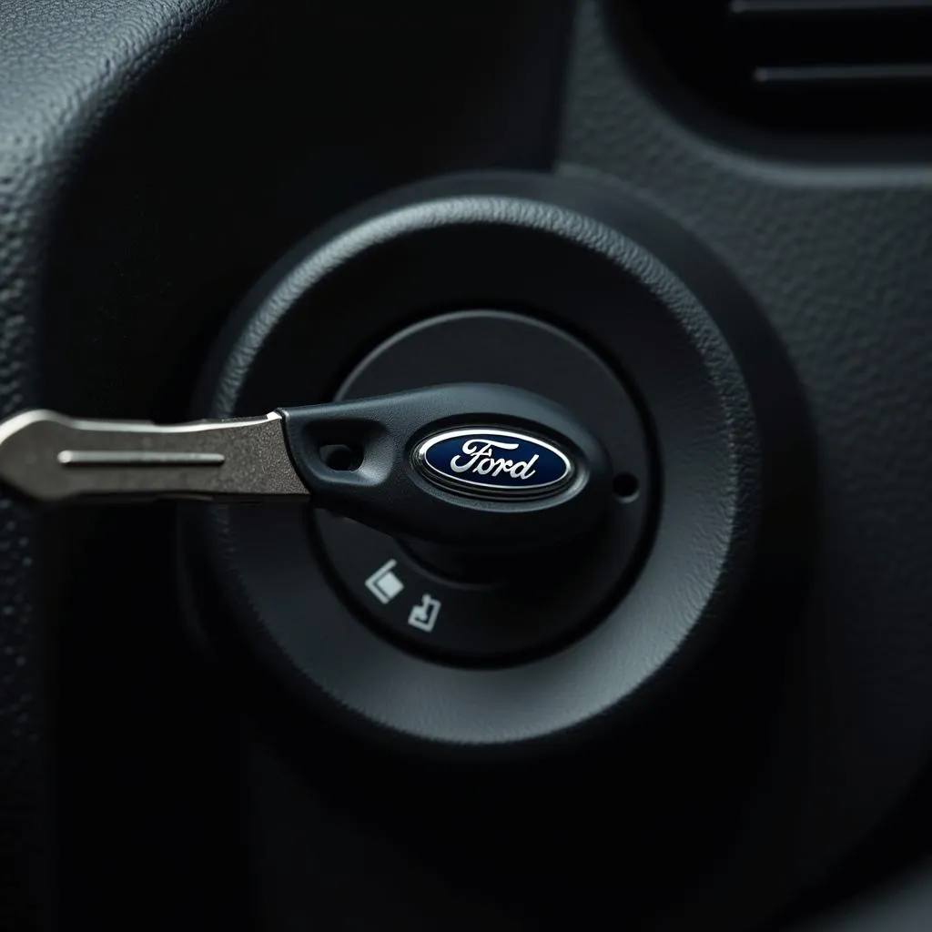 Ford car key in ignition