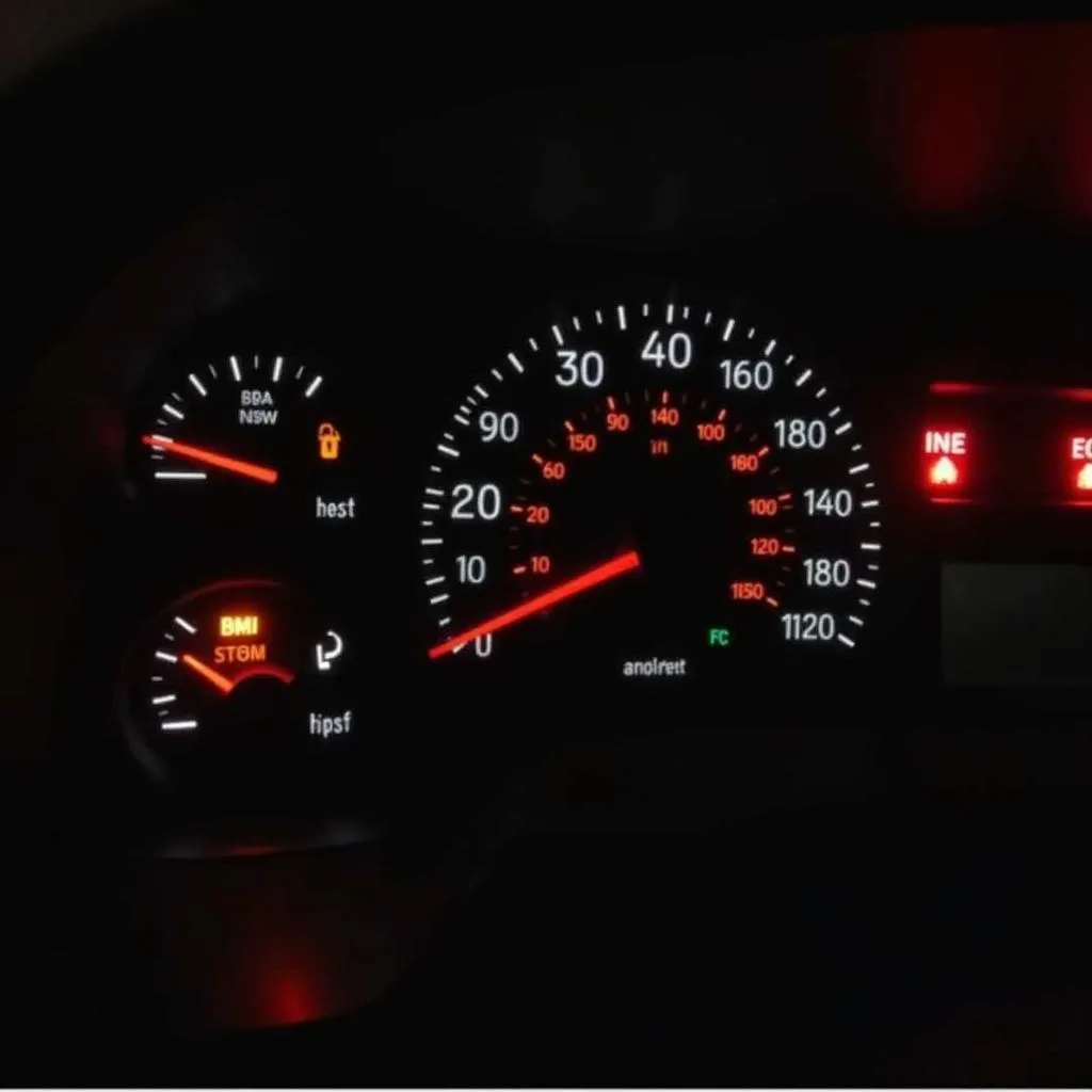 Ford F350 Dashboard with Warning Lights