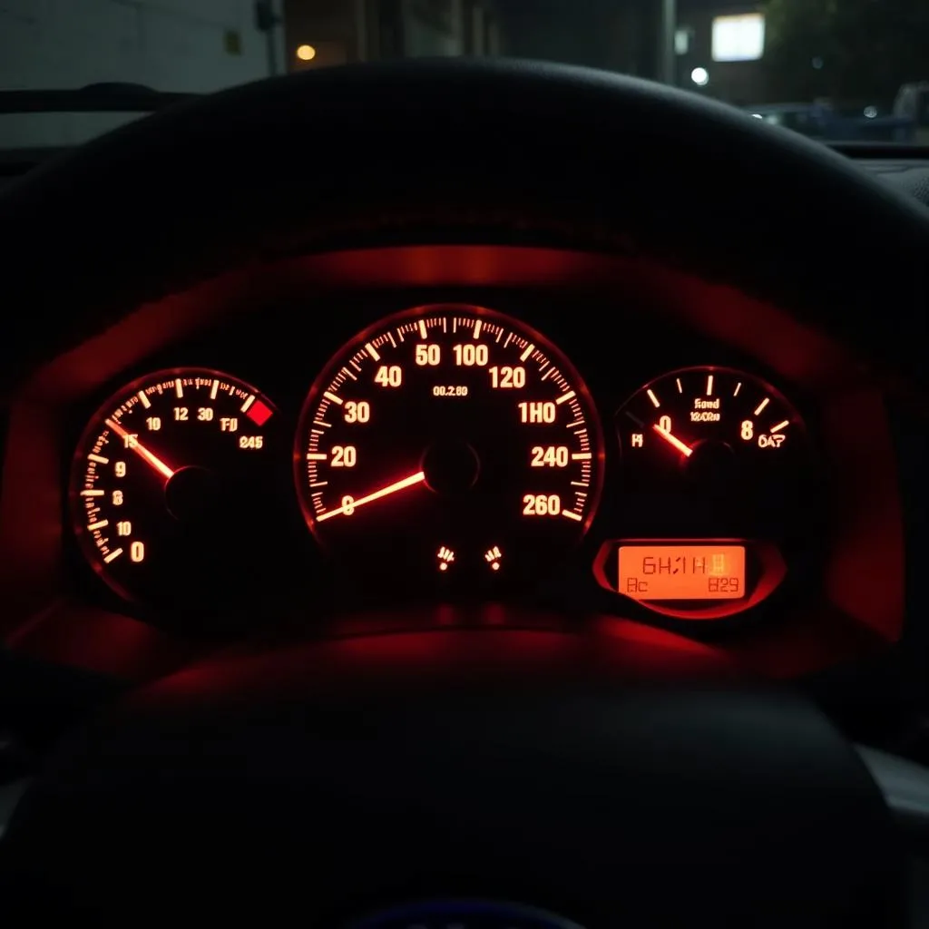 Ford Fiesta Dashboard with Warning Lights