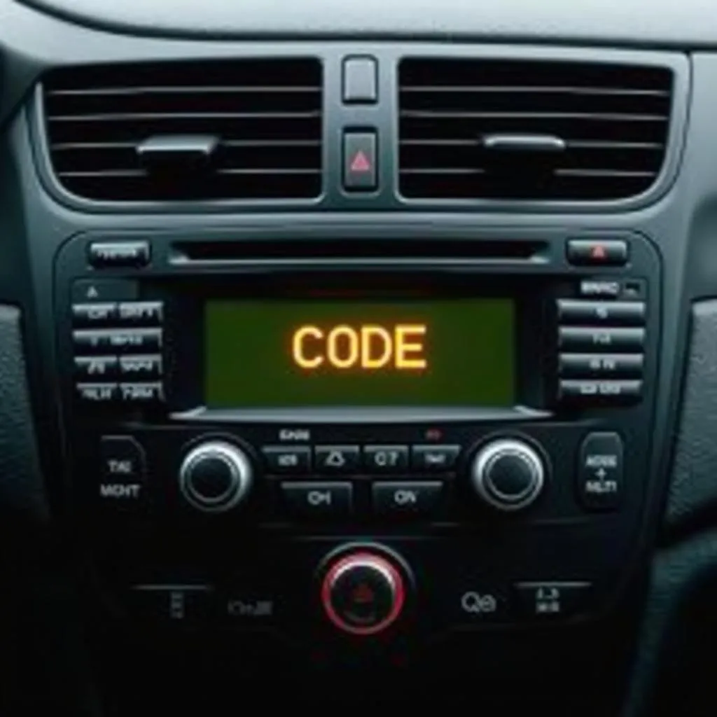 Car radio display showing "CODE"