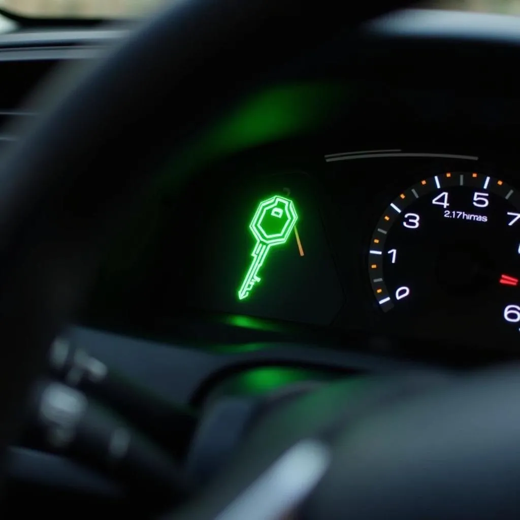 Honda Civic dashboard with flashing green key symbol