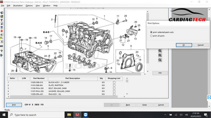 HONDA EPC 2023 Software Functions