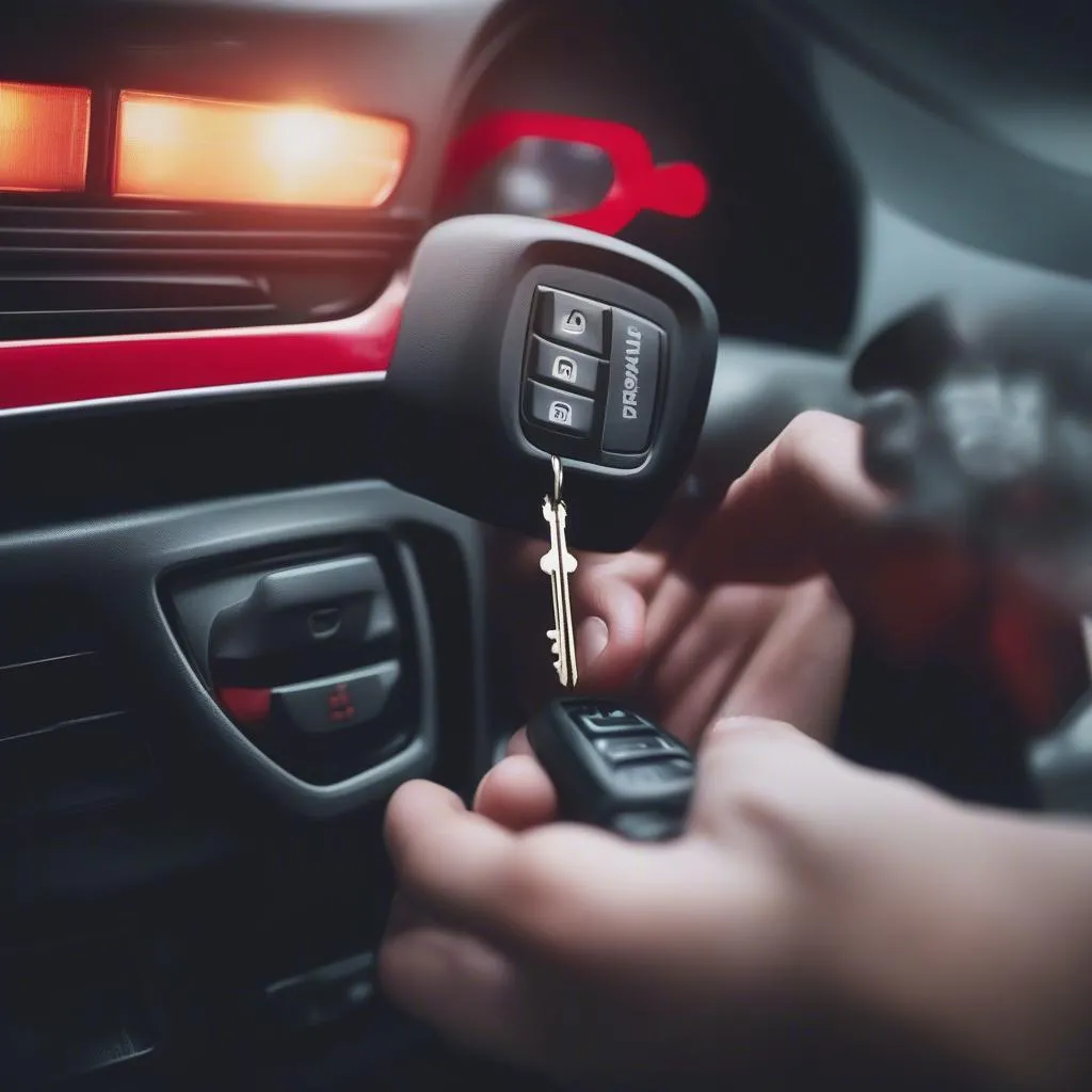 Honda car key in ignition