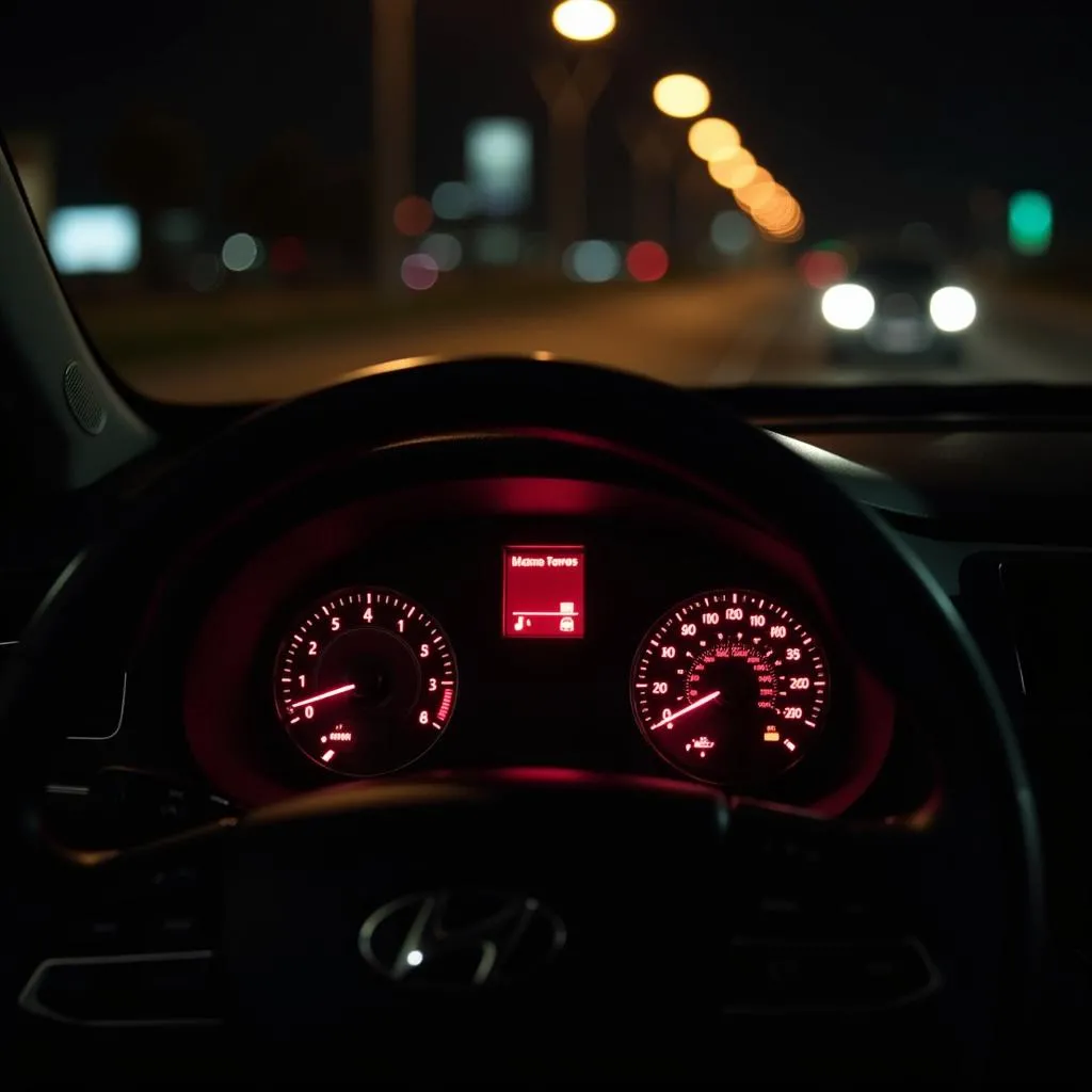 Hyundai dashboard with flashing security light