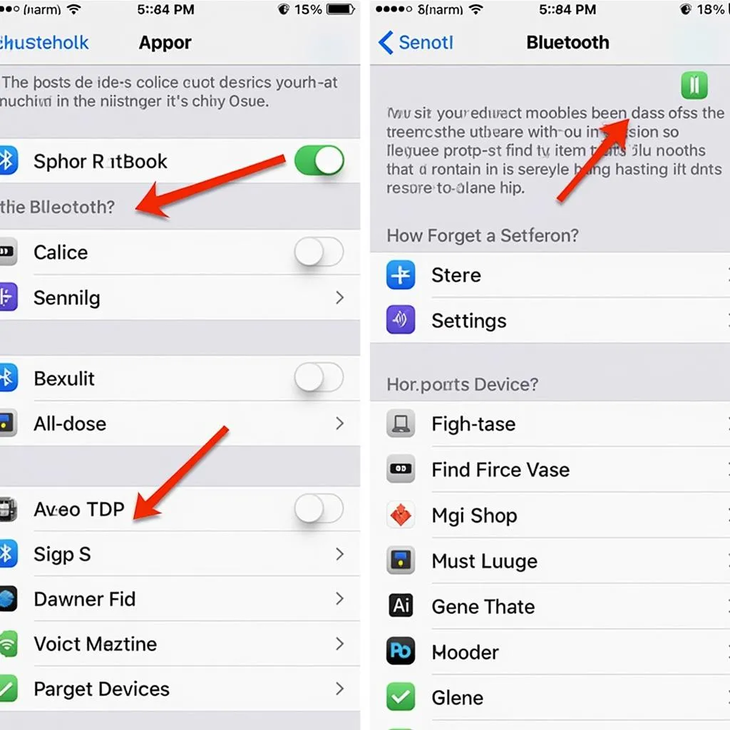 iPhone Bluetooth settings screen