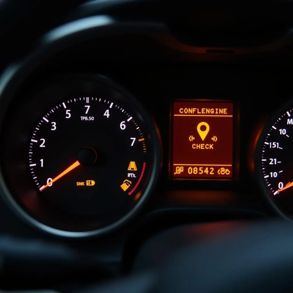 Jeep Cherokee dashboard with warning lights illuminated