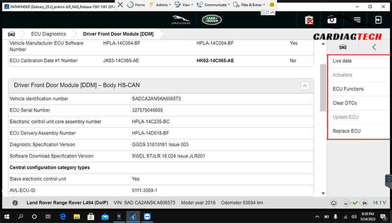 JLR Pathfinder Software Version 2021 Functions