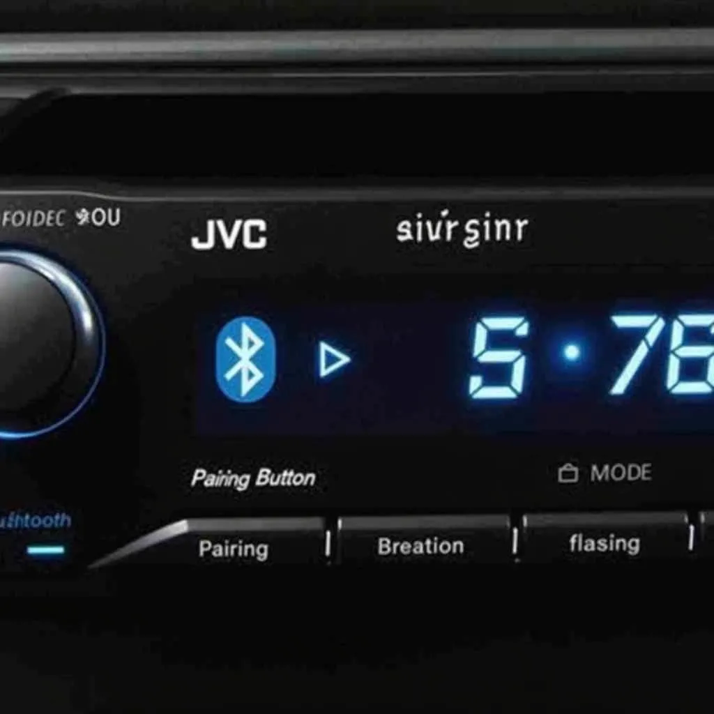 JVC car radio with Bluetooth pairing mode activated