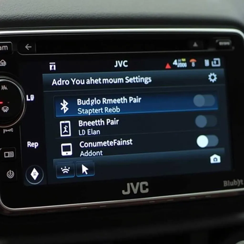 JVC Car Radio Bluetooth Settings Screen