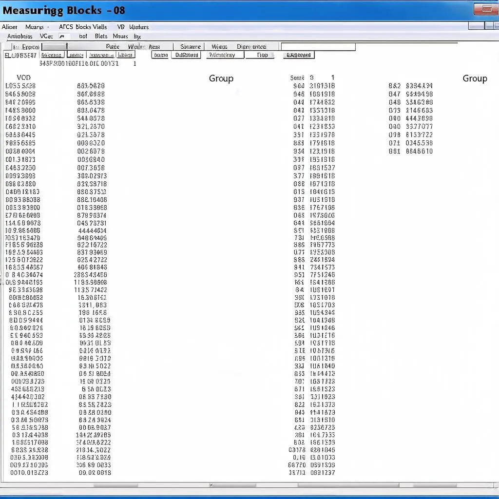 VCDS measuring blocks groups table